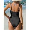 CUPSHE Women’s One Piece Swimsuit Tummy Control Square Neck Bathing Suit Ruched Adjustable Straps(Black)