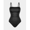 CUPSHE Women’s One Piece Swimsuit Tummy Control Square Neck Bathing Suit Ruched Adjustable Straps(Black)