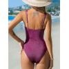 CUPSHE Women’s One Piece Swimsuit Tummy Control Square Neck Bathing Suit Ruched Adjustable Straps(Mulberry Purple)