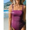 CUPSHE Women’s One Piece Swimsuit Tummy Control Square Neck Bathing Suit Ruched Adjustable Straps(Mulberry Purple)