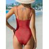 CUPSHE Women’s One Piece Swimsuit Tummy Control Square Neck Bathing Suit Ruched Adjustable Straps(Raspberry Red)