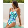 CUPSHE Women’s One Piece Swimsuits Bathing Suits Cutout V Neck Tummy Control Adjustable Straps O Ring(Blue Leopard)