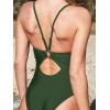 CUPSHE Women’s One Piece Swimsuits Bathing Suits Cutout V Neck Tummy Control Adjustable Straps O Ring(Dark Green)