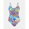 CUPSHE Women’s One Piece Swimsuits Bathing Suits Cutout V Neck Tummy Control Adjustable Straps O Ring(Royal Blue/Tropical)