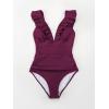 CUPSHE Women’s Ruffled One Piece Swimsuit V Neck Lace Up(Burgundy)