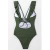 CUPSHE Women’s Ruffled One Piece Swimsuit V Neck Lace Up(Green)