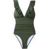 CUPSHE Women’s Ruffled One Piece Swimsuit V Neck Lace Up(Green)