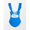 CUPSHE Women’s Ruffled One Piece Swimsuit V Neck Lace Up(Royal Blue)