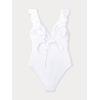 CUPSHE Women’s Ruffled One Piece Swimsuit V Neck Lace Up(White)