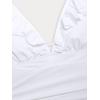 CUPSHE Women’s Ruffled One Piece Swimsuit V Neck Lace Up(White)