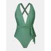 CUPSHE Women’s Stripe Bikini Bowknot Shirred Swimsuit(Basil Green)