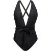 CUPSHE Women’s Stripe Bikini Bowknot Shirred Swimsuit(Black)