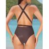 CUPSHE Women’s Stripe Bikini Bowknot Shirred Swimsuit(Coffee Brown)