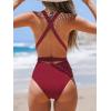 CUPSHE Women’s Stripe Bikini Bowknot Shirred Swimsuit(Red)
