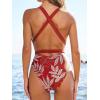 CUPSHE Women’s Stripe Bikini Bowknot Shirred Swimsuit(Red/Tropical)