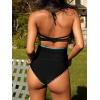 CUPSHE Women’s Tankini Sets V Neck Two Piece Swimsuit Adjustable Halter Straps Hook Swimwear Shell Stitch Cutout(Black)