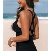 CUPSHE Women’s Tankini Top Deep V Neck Swimsuit Crisscross Adjustable Straps Swimwear Top Only Ruched Bathing Suit(Black)