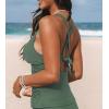 CUPSHE Women’s Tankini Top Deep V Neck Swimsuit Crisscross Adjustable Straps Swimwear Top Only Ruched Bathing Suit(Forest Green)