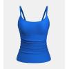 CUPSHE Women’s Tankini Top Scoop Neck Swimsuit Tummy Control Swimwear Top Only Ruched Bathing Suit Top(Blue)