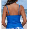 CUPSHE Women’s Tankini Top Scoop Neck Swimsuit Tummy Control Swimwear Top Only Ruched Bathing Suit Top(Blue)