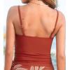 CUPSHE Women’s Tankini Top Scoop Neck Swimsuit Tummy Control Swimwear Top Only Ruched Bathing Suit Top(Brick Red)