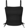 CUPSHE Women’s Tankini Top Swimsuit Tummy Control Swim Top Only Drawstring Bathing Suit Tank Top Textured(Black)