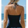 CUPSHE Women’s Tankini Top Swimsuit Tummy Control Swim Top Only High Neck Halter Tie Drawstring Bathing Suit Top(Navy Blue)