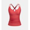 CUPSHE Women’s Tankini Top Swimsuit Tummy Control Swim Top Only Scoop Neck V Cut Back Self Tie Bathing Suit Top(Brick Red)