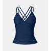 CUPSHE Women’s Tankini Top Swimsuit Tummy Control Swimwear Top Only Double Adjustable Straps Bathing Suit Top(Navy Blue)