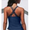 CUPSHE Women’s Tankini Top Swimsuit Tummy Control Swimwear Top Only Double Adjustable Straps Bathing Suit Top(Navy Blue)