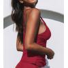 CUPSHE Women’s Tankini Top Swimsuit Tummy Control Swimwear Top Only Double Adjustable Straps Bathing Suit Top(Red)