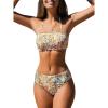 CUPSHE Bikini Set for Women Two Piece Swimsuit Bandeau Top Back Tie Mid Waisted Bottom with Removable Shoulder Straps(Multicolor)