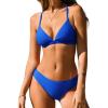 CUPSHE Bikini Set for Women Two Piece Swimsuits V Neck Low Rise Crisscross Back Self Tie Spaghetti Straps(Cobalt Blue)