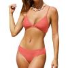 CUPSHE Bikini Set for Women Two Piece Swimsuits V Neck Low Rise Crisscross Back Self Tie Spaghetti Straps(Coral Orange)