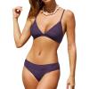 CUPSHE Bikini Set for Women Two Piece Swimsuits V Neck Low Rise Crisscross Back Self Tie Spaghetti Straps(Dark Purple)