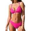 CUPSHE Bikini Set for Women Two Piece Swimsuits V Neck Low Rise Crisscross Back Self Tie Spaghetti Straps(Hot Pink)