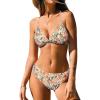 CUPSHE Bikini Set for Women Two Piece Swimsuits V Neck Low Rise Crisscross Back Self Tie Spaghetti Straps(Orange/Yellow Floral)