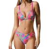 CUPSHE Bikini Set for Women Two Piece Swimsuits V Neck Low Rise Crisscross Back Self Tie Spaghetti Straps(Pink Floral)