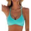 CUPSHE Bikini Top for Women Bathing Suit Criss Cross Self Tie Spaghetti Straps V Neck(Blue)