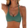 CUPSHE Bikini Top for Women Bathing Suit Criss Cross Self Tie Spaghetti Straps V Neck(Moss Green)