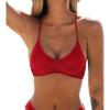 CUPSHE Bikini Top for Women Bathing Suit Criss Cross Self Tie Spaghetti Straps V Neck(Solid Red)