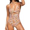 CUPSHE One Piece Swimsuit for Women Bathing Suits Twist Front Cutout Adjustable Straps Ruched Swimwear(Apricot Pink/Floral)