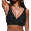 CUPSHE Women Swimsuit Bikini Top Wrap Self Tie Bathing Suit with Fixed Wide Straps(Black)