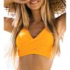 CUPSHE Women Swimsuit Bikini Top Wrap Self Tie Bathing Suit with Fixed Wide Straps(Bright Yellow)