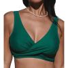 CUPSHE Women Swimsuit Bikini Top Wrap Self Tie Bathing Suit with Fixed Wide Straps(Emerald Green)