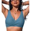 CUPSHE Women Swimsuit Bikini Top Wrap Self Tie Bathing Suit with Fixed Wide Straps(Glacier Blue)