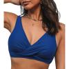 CUPSHE Women Swimsuit Bikini Top Wrap Self Tie Bathing Suit with Fixed Wide Straps(Navy Blue)