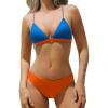 CUPSHE Women’s Bikini Set Cute Two Piece Swimsuits V Neck Color Block Bathing Suit Reversible Bottom Braided Straps(Royal Blue/Orange)