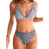CUPSHE Women’s Bikini Set High Waisted Two Piece Swimsuit High Leg Cut Cheeky Bathing Suit Double Adjustable Straps(Dark Brown/Teal Blue)