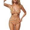 CUPSHE Women’s Bikini Set Sexy Two Piece Swimsuit Halter Strap Backless Self tie Bathing Suit Low Rise(Orange/Geo)